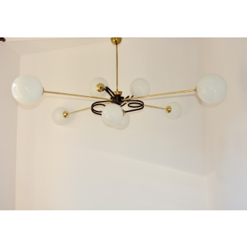 Lampa sufitowa Mid Century — 8 kloszy szklanych